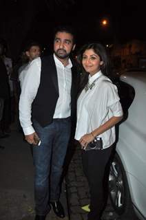 Shilpa Shetty and Raj Kundra pose for the media at Nido