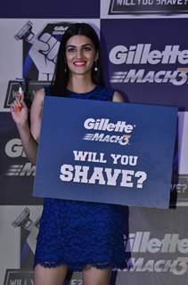 Kriti Sanon poses with Gillette products at a Promotional Event of Gillette