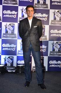 Rahul Dravid poses for the media at a Promotional Event of Gillette