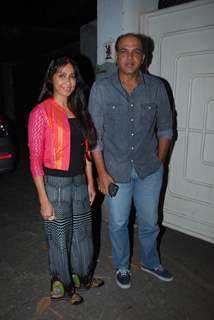 Ashutosh Gowarikar poses with wife at the Special Screening of Chaar Sahibzaade
