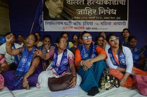 Rakhi Sawant was snapped at a Protests at Azad Maidan