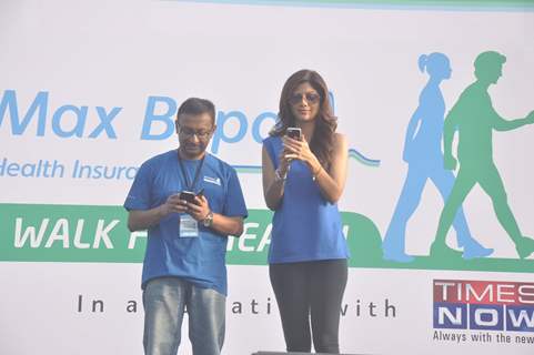 Shilpa Shetty was snapped engrossed in her cell phone at Max Bupa Walk For Health