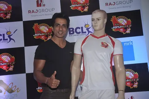 Sonu Sood poses for the media at the Jersey Launch of BCL Team Jaipur Raj Joshiley