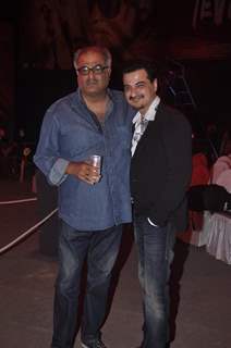 Boney Kapoor and Sanjay Kapoor pose for the media at the Trailer Launch of Tevar