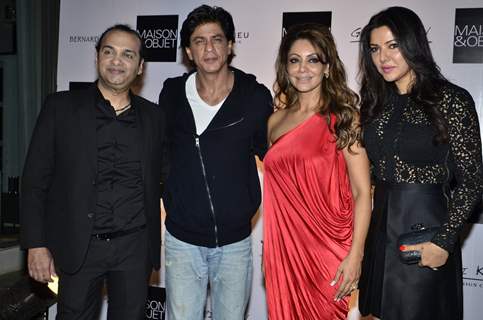 Gauri and Shah Rukh Khan pose with friends at The Design Cell and Maison and Objet Cocktail Evening