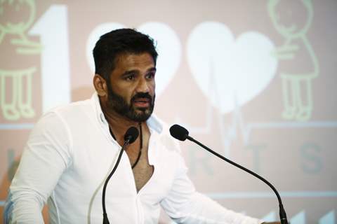 Suniel Shetty was seen at the Launch of '100 Heart' - A Social Initiative by CCL