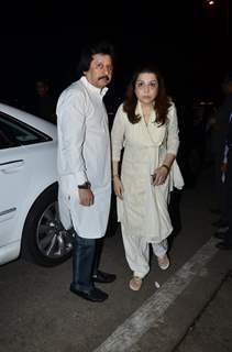 Pankaj Udhas along with his wife  was snapped at Ravi Chopra's Funeral