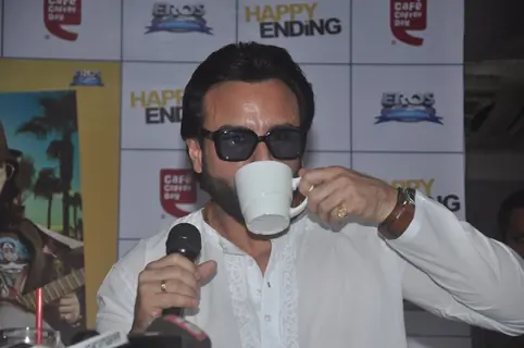 Saif Ali Khan was snapped enjoying his coffee at the Promotions of Happy Ending at CCD