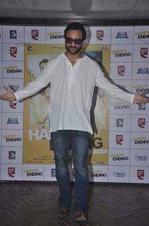 Saif Ali Khan poses for the media at the Promotions of Happy Ending at CCD