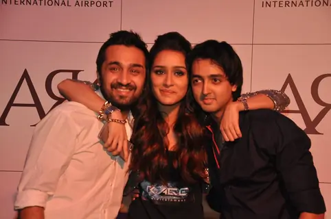 Shraddha Kapoor poses with her brother and a friend at Ark Lounge Launch