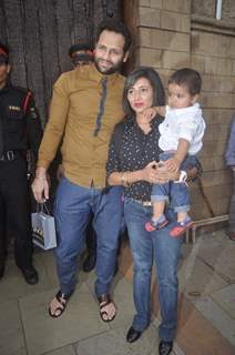 Bikram Saluja with his wife and son at Aradhya Bachchan's Birthday Bash