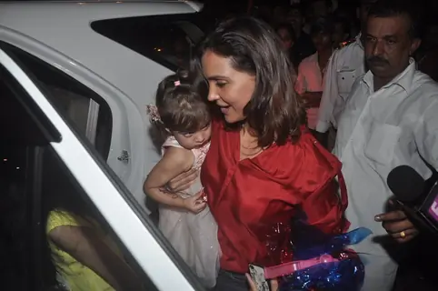 Lara Dutta with her daughter at Aradhya Bachchan's Birthday Bash