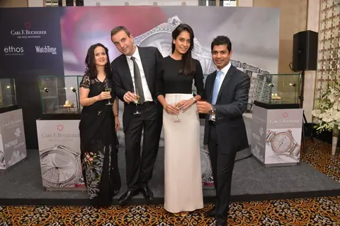 Lisa Haydon poses with guests at the Launch of Carl F. Bucherer's Pathos Collection in India