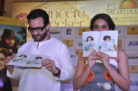 Saif Ali Khan and Ileana D'Cruz unviel Happy Ending Book