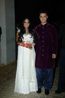 Arpita Khan and Aayush Sharma pose for the media at their Wedding Day