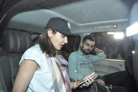 Anushka Sharma and Virat Kohli were snapped in their car at Airport