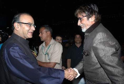 Amitabh Bachchan greets a friend at Goa Film Festival