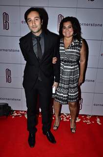 Divya Palat and Aditya Hatkari pose for the media at Rohit Sharma's Bash