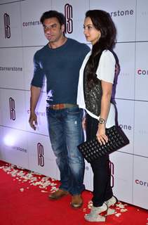 Sohail Khan poses with wife Seema Khan at Rohit Sharma's Bash