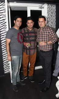 Bhushan Kumar poses with friends at Divya Khosla's Birthday Bash
