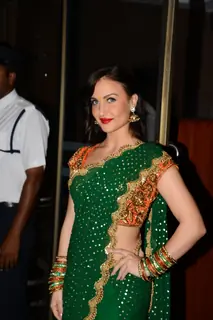 Elli Avram poses for the media at Arpita Khan's Wedding Reception