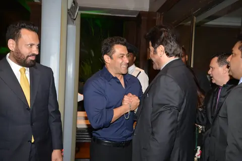 Salman Khan greets Anil Kapoor at Arpita Khan's Wedding Reception