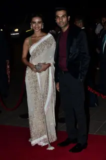 Rajkummar Rao poses for the media at Arpita Khan's Wedding Reception
