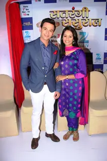 Mugdha Chaphekar and Ravish Desai pose for the media at the Launch of Satrangi Sasural