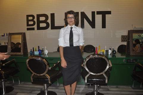 Adhuna Akhtar poses for the media at the Launch of BBlunt Salon