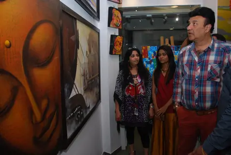 Anu Malik was snapped checking out the designs at JS Art Gallery Lauch