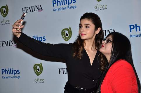 Alia Bhatt clicks a selfie with a fan at the Launch of Femina's New Cover