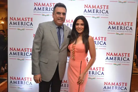 Richa Chadda poses with Boman Irani at Namaste America Event