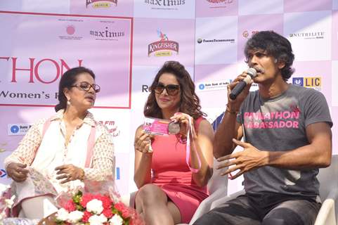 Milind Soman addresses the Launch of the 3rd Edition of Pinkathon