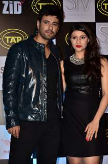 Mannara Chopra and Karanvir Sharma pose for the media at the Music Launch of Zid