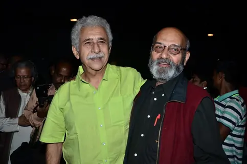 Naseeruddin Shah poses with a friend at the Launch of his Book