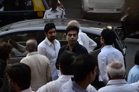 Karan Johar and Ayan Mukerji were snapped at Murli Deora's Prayer Meet