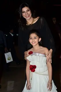 Sushmita Sen poses with a kid at Wasan Finishing School Launch