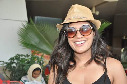 Richa Chadda poses for the media at Airport while returning from IFFI Goa