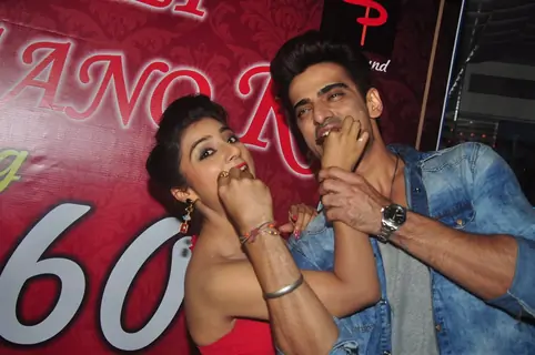 Neha Marda and Mohit Malik feed each other cake at the Success Bash of Doli Armaanon Ki