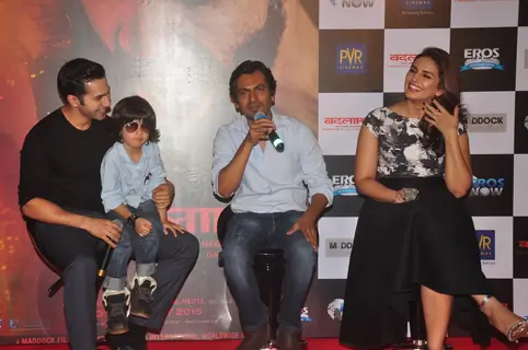 Nawazuddin Siddiqui addressing the audience at the Trailer Launch of Badlapur