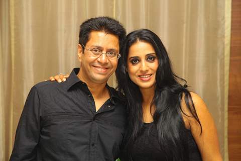 Anand Saxena poses with Mahie Gill at his Birthday Bash
