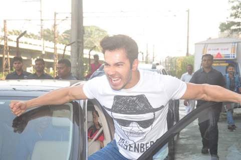 Varun Dhawan strikes a pose at the Promotions of Badlapur at Gaiety Galaxy Cinema