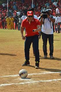 Salman Khan aims a goal at the Launch of '#grassroots football movement'