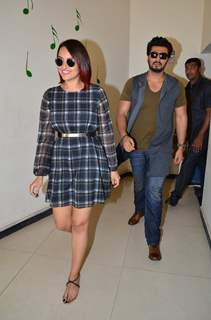 Sonakshi Sinha and Arjun Kapoor arrive at the Promotion of Tevar on Radio Mirchi 98.3 FM