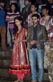 Gautam Rode and Payal Rajput perform a pooja at the Mahakumbh Launch in Varanasi