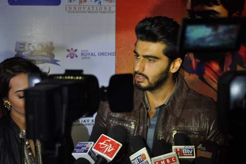 Arjun Kapoor snapped giving media bytes at the Promotions of Tevar at Jaipur