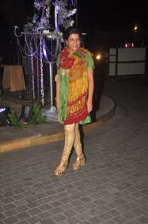 Zoya Akhtar poses for the media at the Sangeet Ceremony of Riddhi Malhotra and Tejas Talwalkar