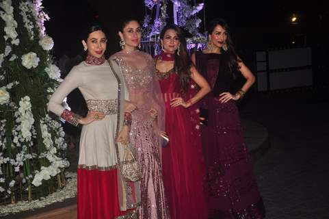 Celebs pose for the media at the Sangeet Ceremony of Riddhi Malhotra and Tejas Talwalkar