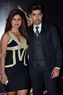 Gurmeet Choudhary and Debina Choudhary pose for the media Sansui Stardust Awards Red Carpet