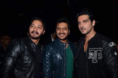 Shreyas Talpade,Riteish Deshmukh and Zayed Khan pose for the media at Sajid Nadiadwala's Film Launch